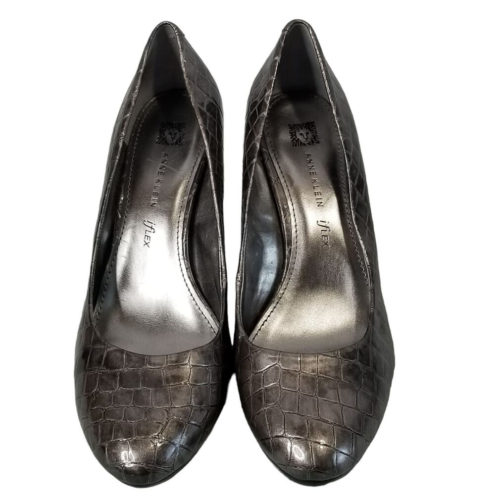 Anne Klein Heels 9.5 pumps Clemence Iflex Metallic Croc - Picture 2 of 7